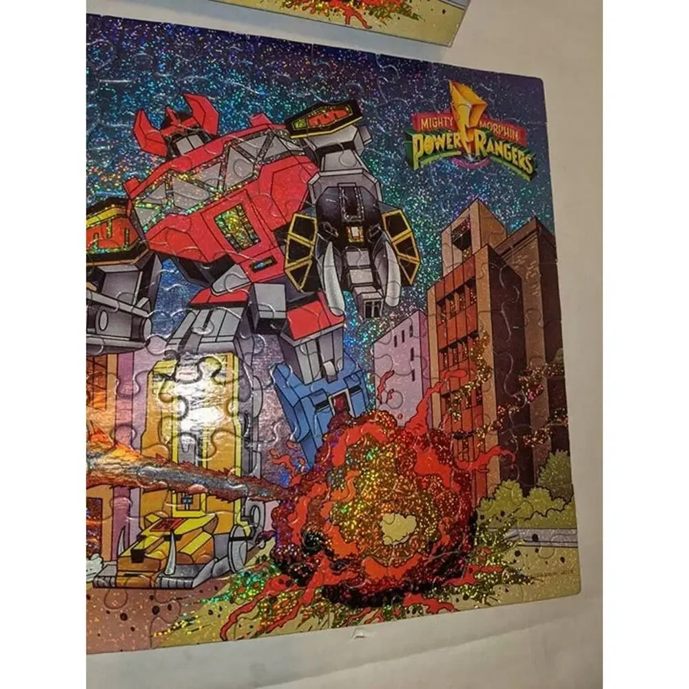 Vintage 1994 Mighty Morphin Power Rangers Megazord 100 Pc Holographic Puzzle MB